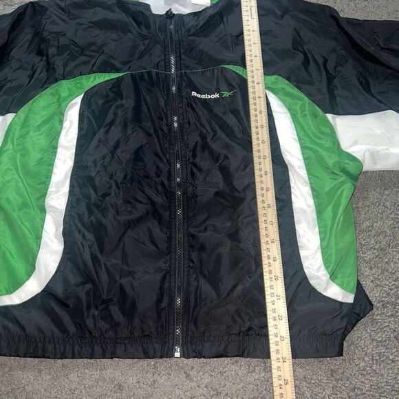 VTG 90s Reebok Windbreaker Jacket Women’s Large Green Black - Picture 6 of 8